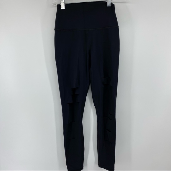 Alo Sz XS High Rise Extreme Ripped Warrior Black Leggings - Picture 7 of 16